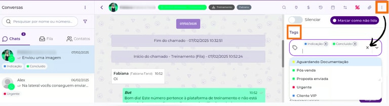 plataforma de atendimento whatsapp: uso de tags