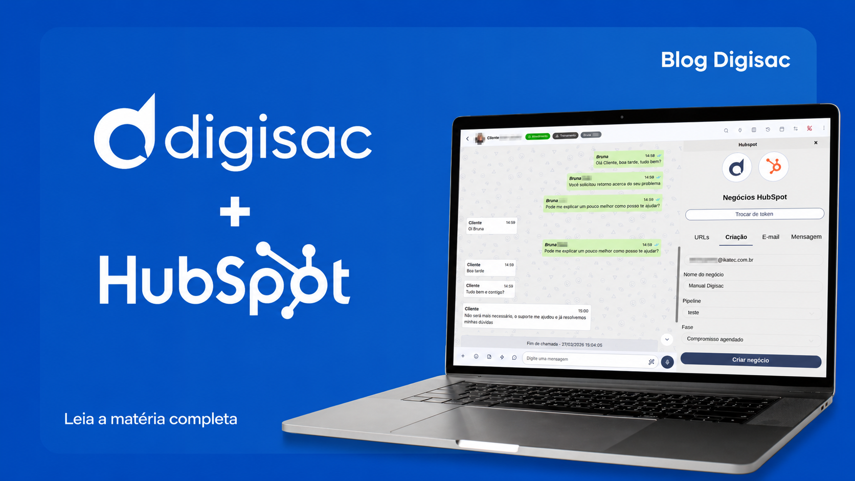 Integração Digisac e HubSpot