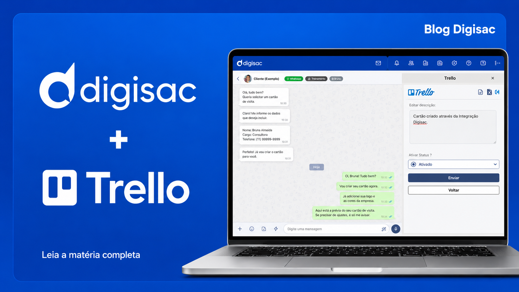 Integração Digisac e Trello: conecte atendimento e organização de tarefas